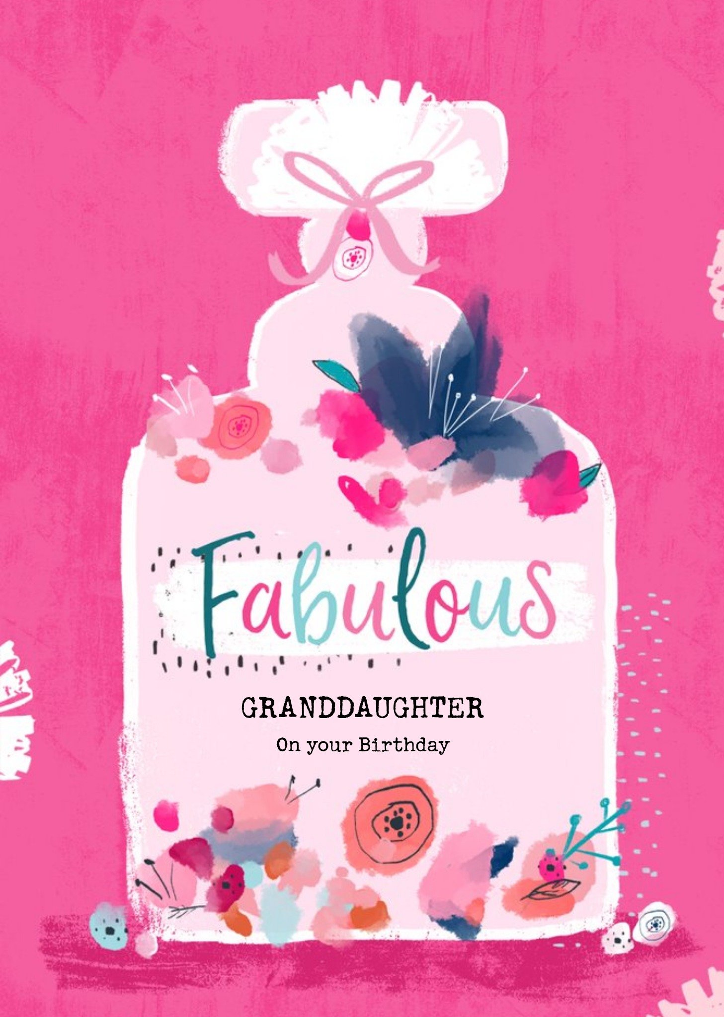 Moonpig Floral Birthday Card - Granddaughter - Fabulous - Perfume, Large
