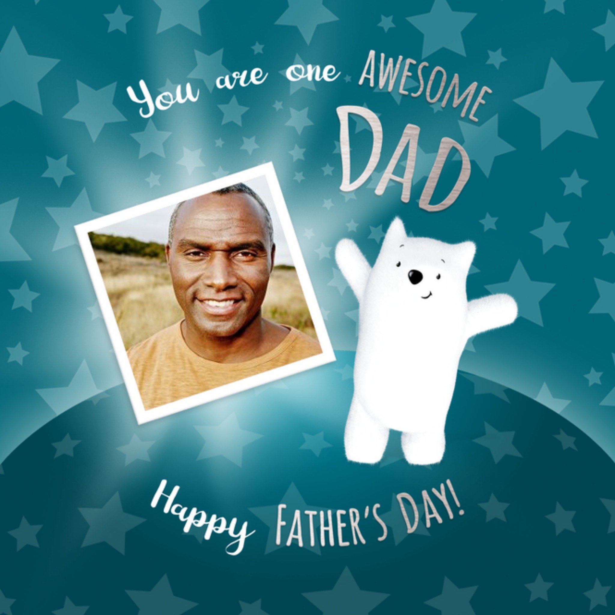 Cute Bear You Are Awesome Dad Photo Upload Father's Day Card, Square