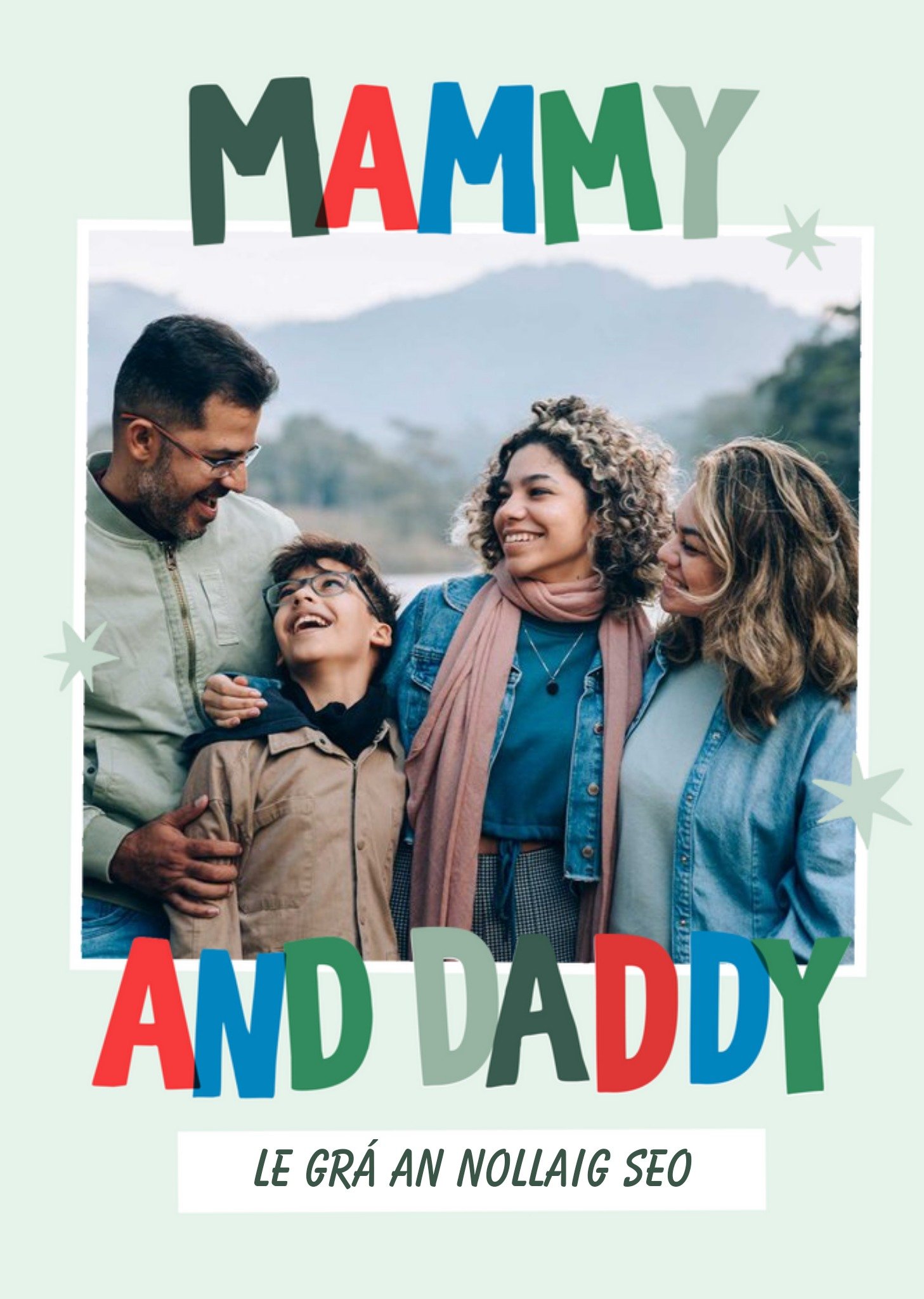 Colourful Typography With A Photo Frame Mammy And Daddy Photo Upload Christmas Card Ecard