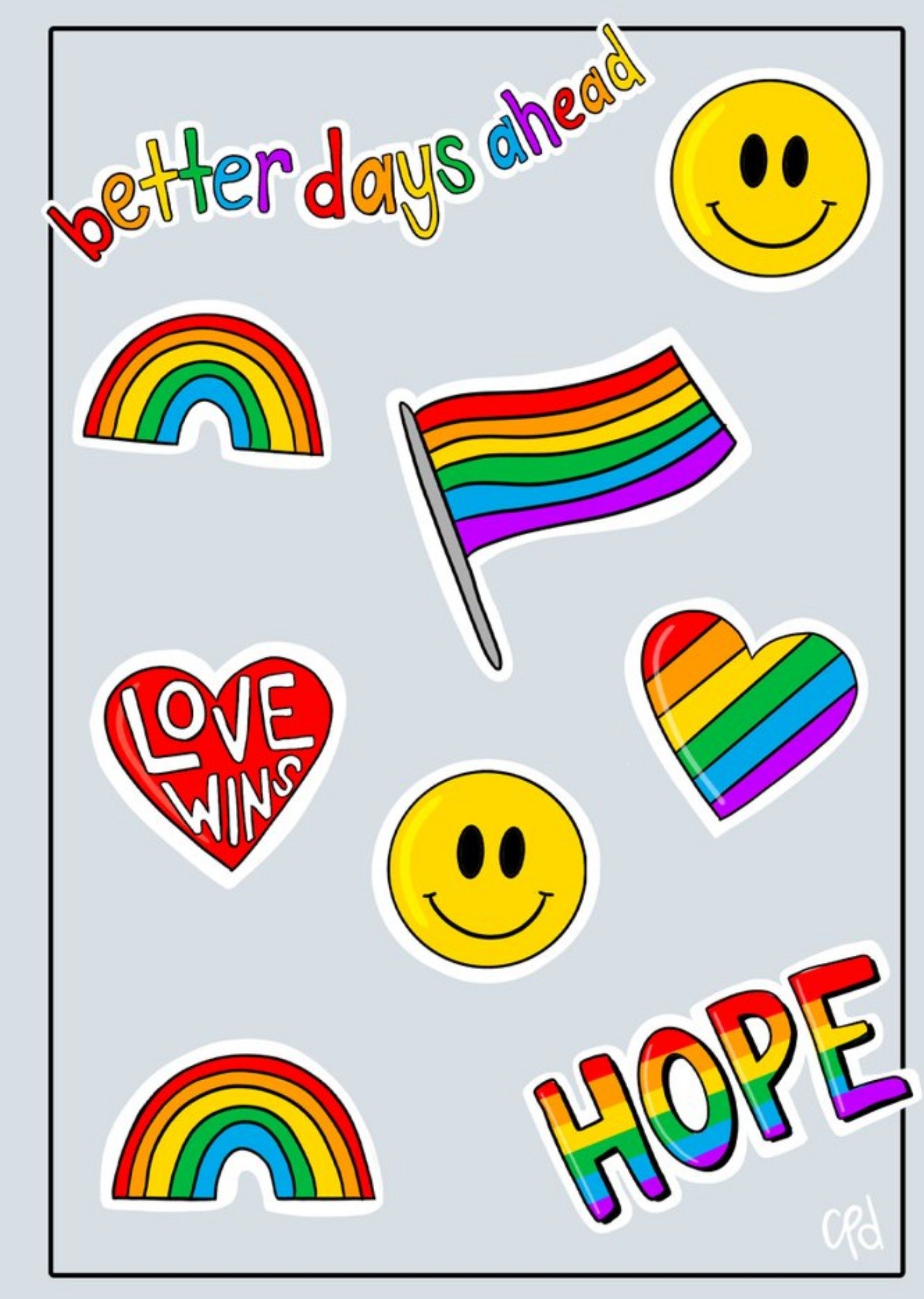 Bright Graphic Rainbow Icons Better Days Ahead, Love Wins, Hope Card Ecard