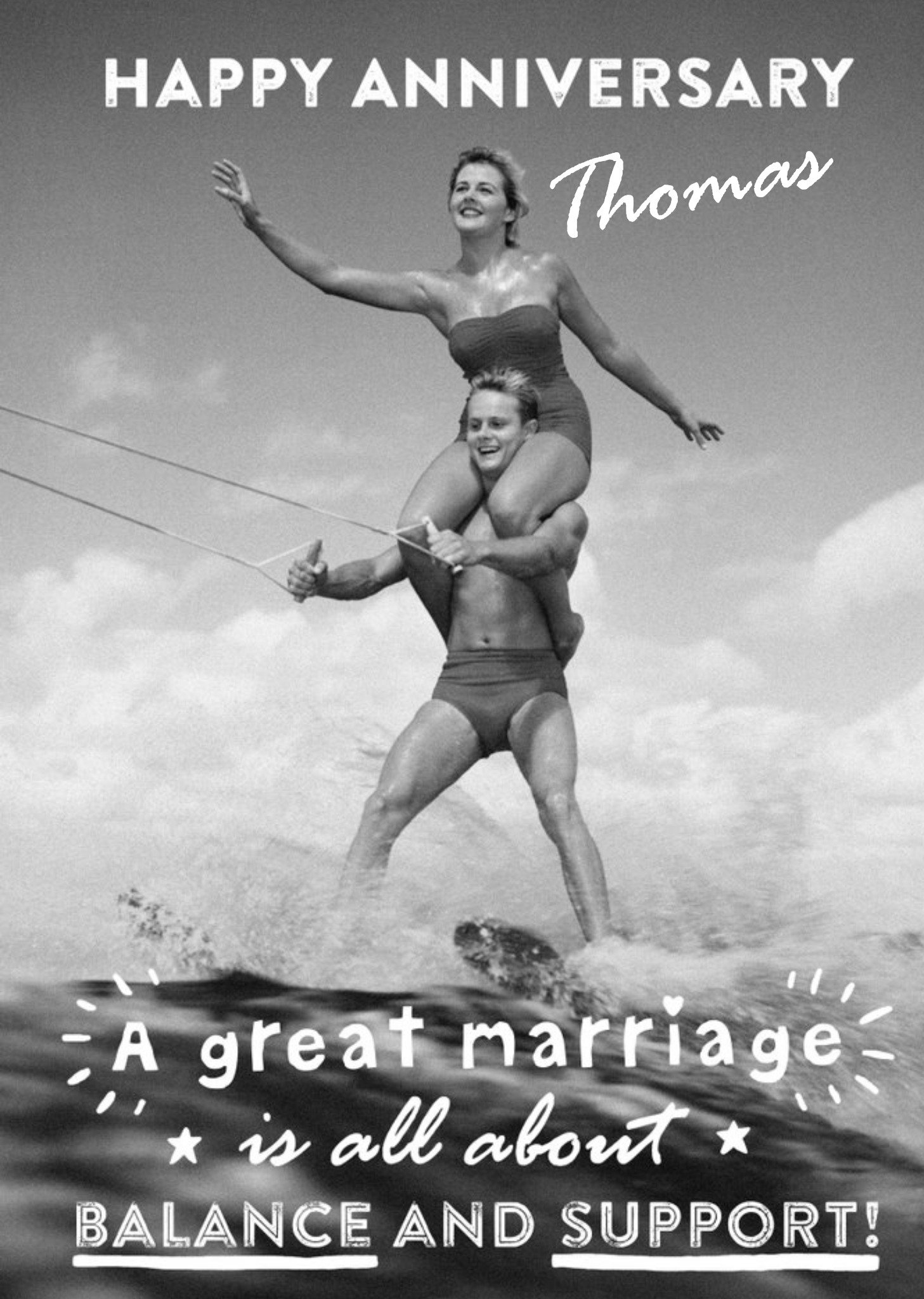 Moonpig Marriage Is All About Balance And Support Personalised Anniversary Card, Large
