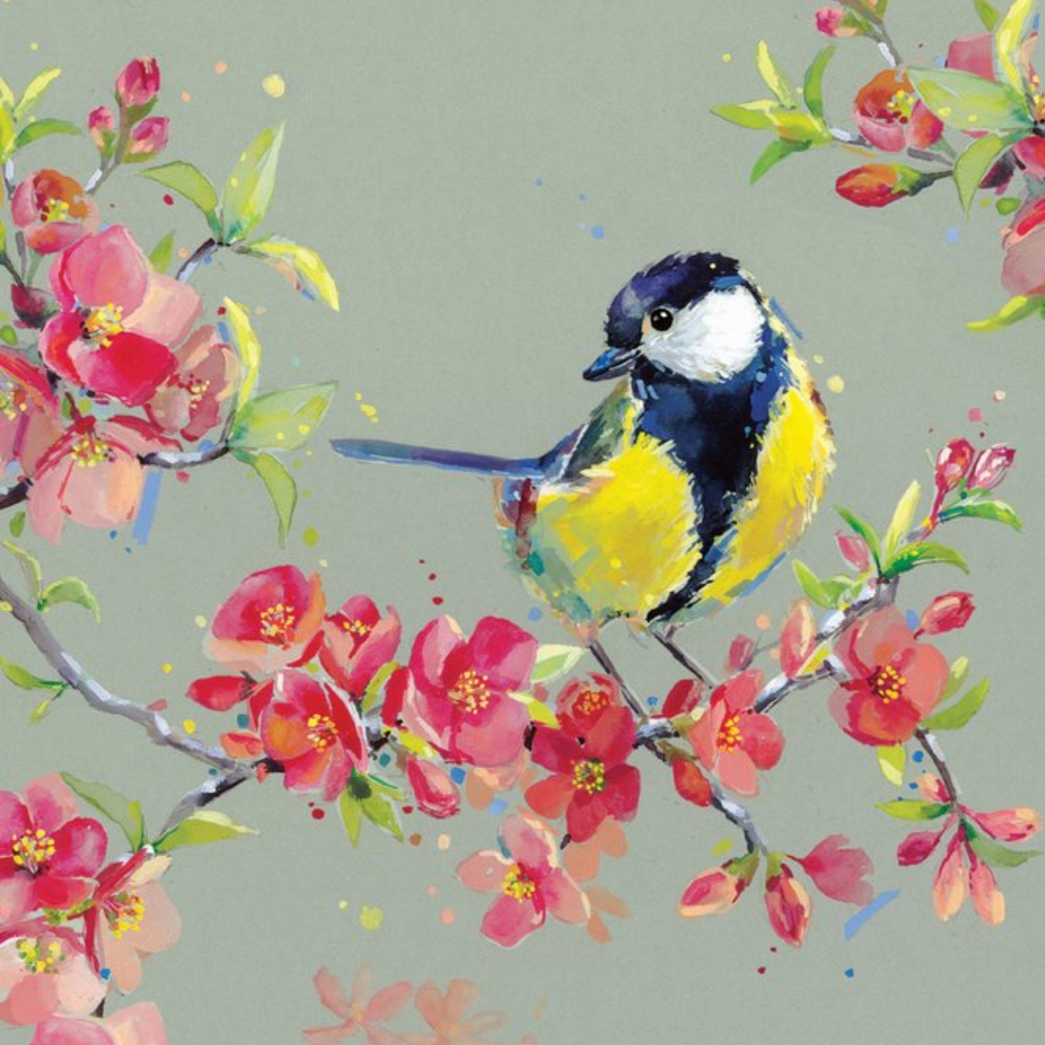 Ling Design Bird Perched On A Branch Card, Large