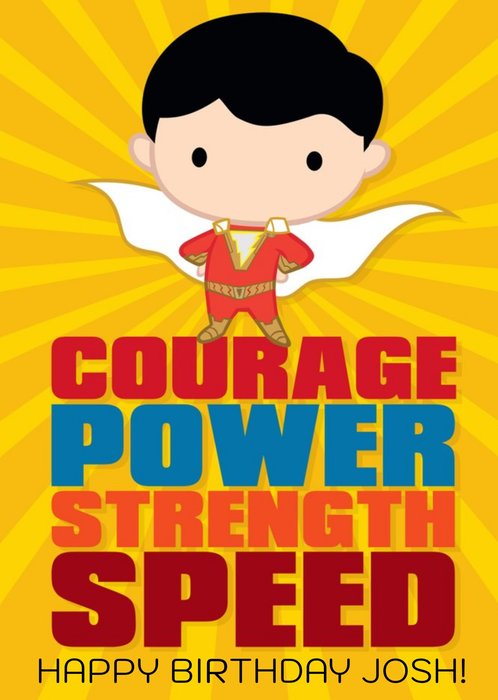 Shazam! Courage Power Strength Speed Birthday Card