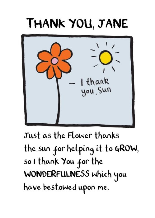 Edward Monkton Flower & Sunshine Personalised Thank You Card