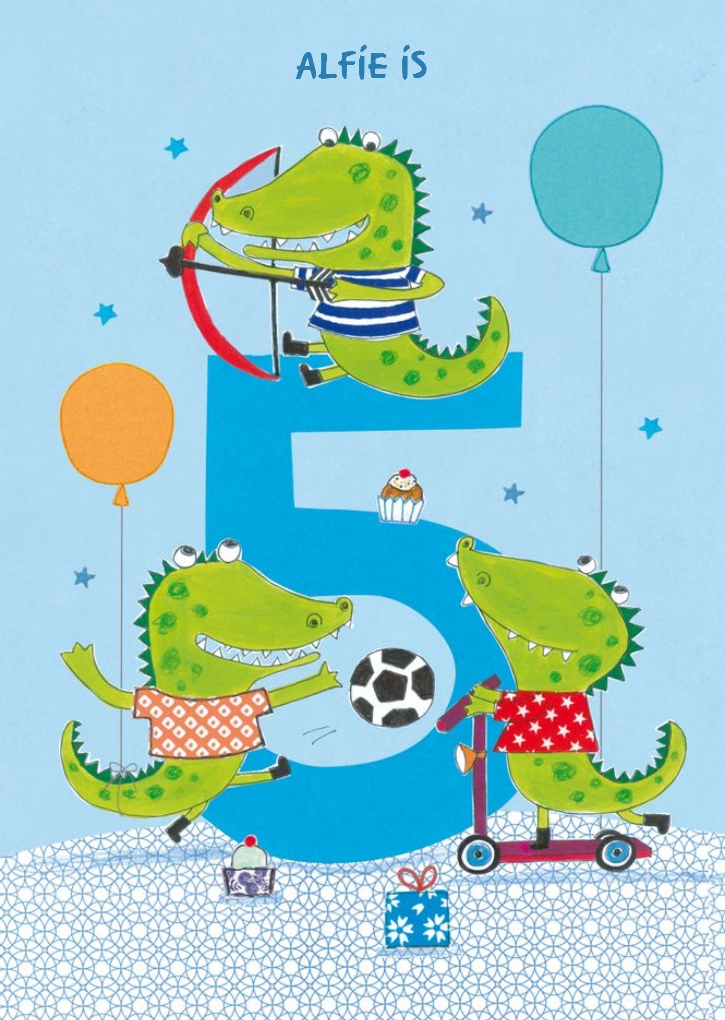 Crocodiles 5th Birthday Card Ecard