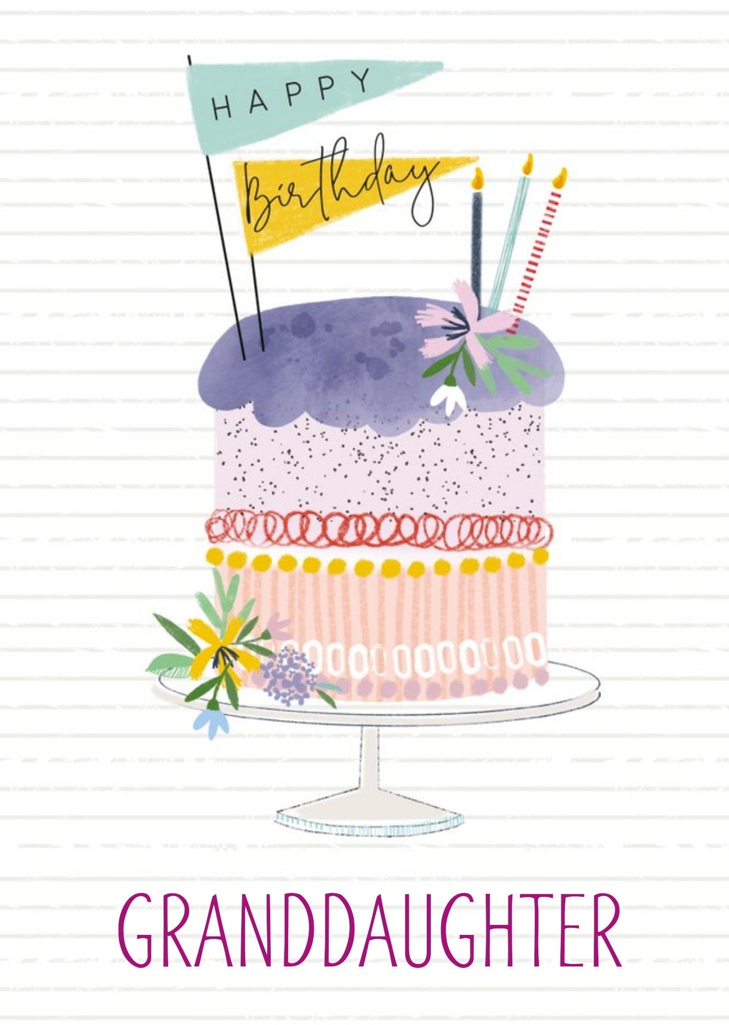 Laura Darrington Modern Colourful Birthday Granddaughter Card Ecard