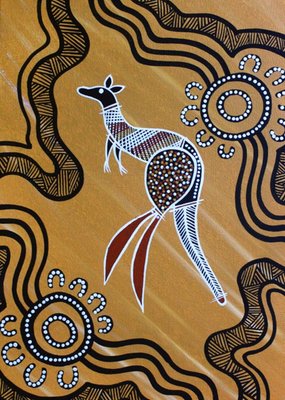 Hogarth Arts Brown Illustrated Kangaroo Aboriginal Art Print Card
