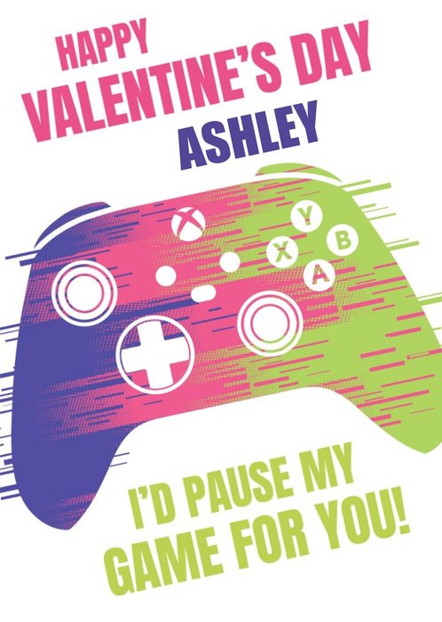 Xbox Controller Illustration Happy Valentines Day Card