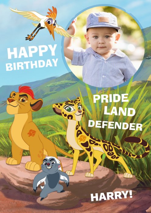 The Lion King Land Defender Personalised Photo Upload Happy Birthday Card