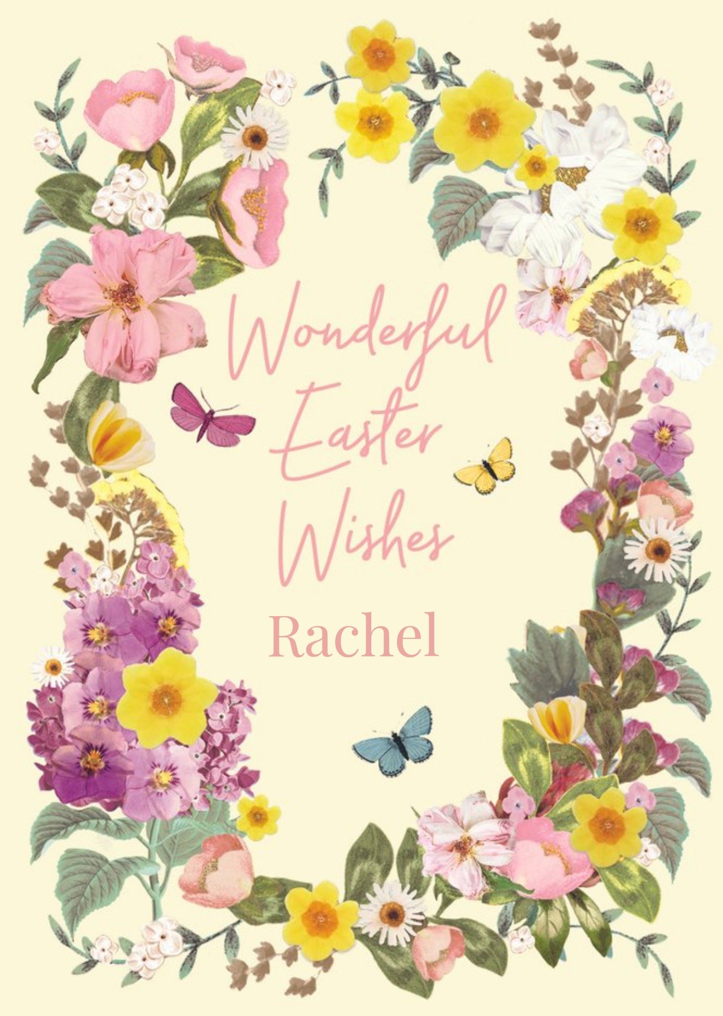 Illustration Of A Floral Border And Butterflies Surround Text Easter Card Ecard