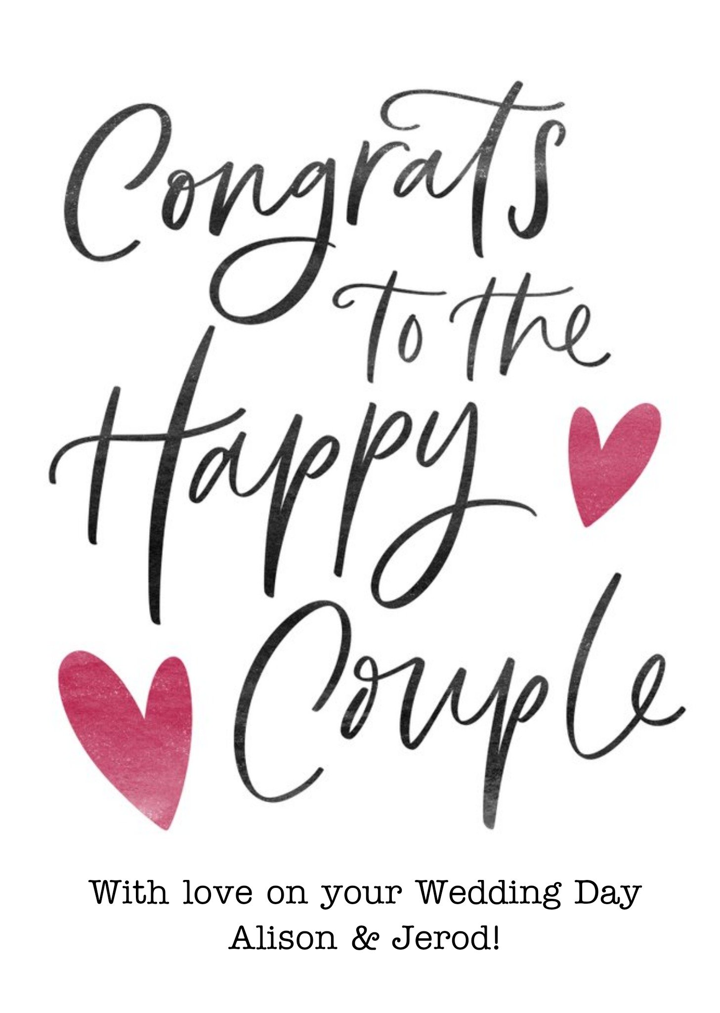 Moonpig Typographic Congrats To The Happy Couple Wedding Card, Large