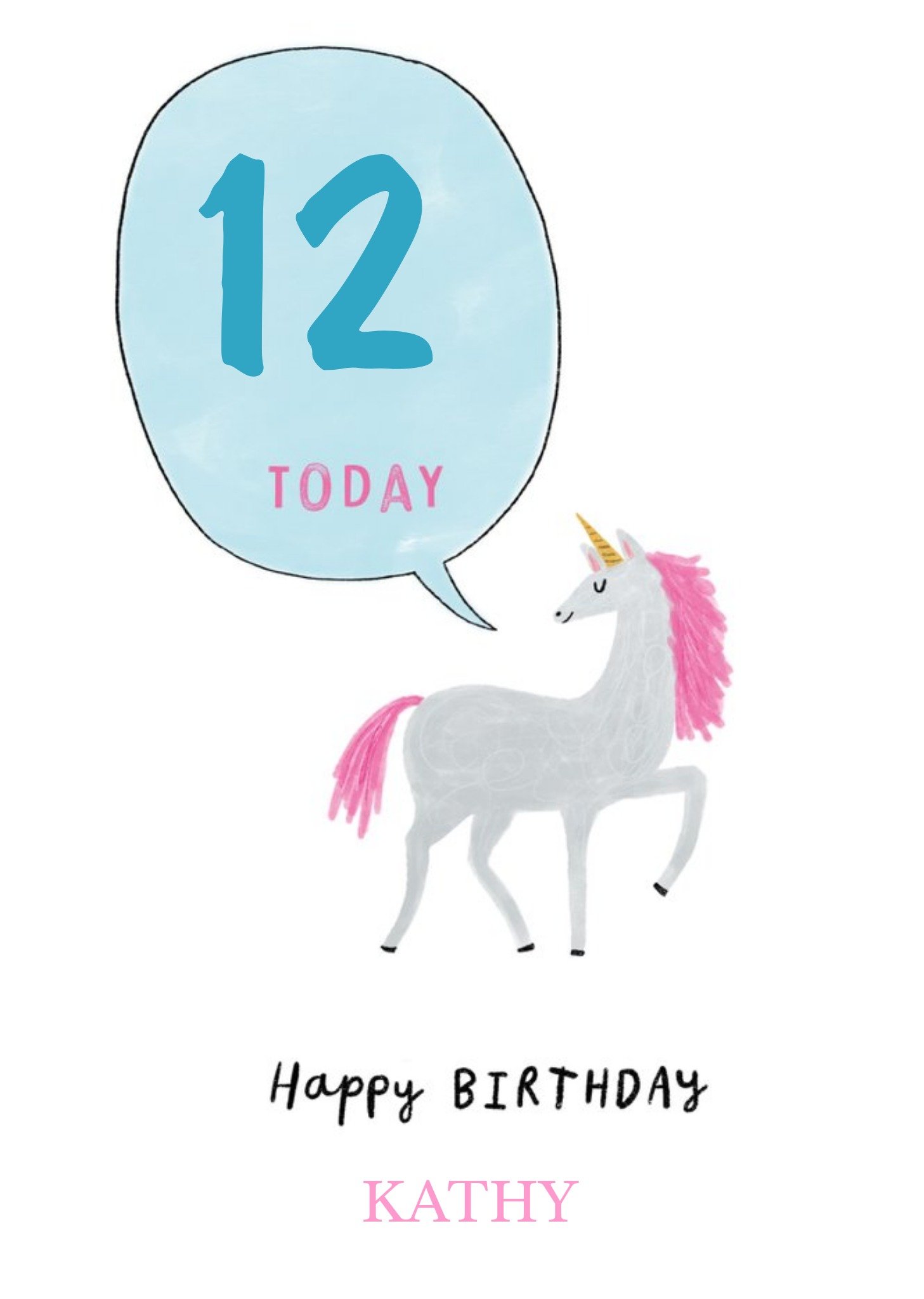 Moonpig Pigment Unicorn Magic Modern 12Th Birthday Card Ecard