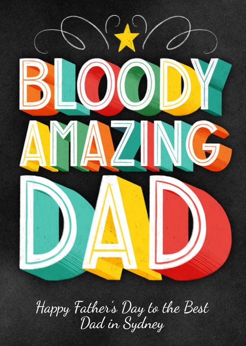 Dusty Colourful Photo Upload Typographic Father's Day Card