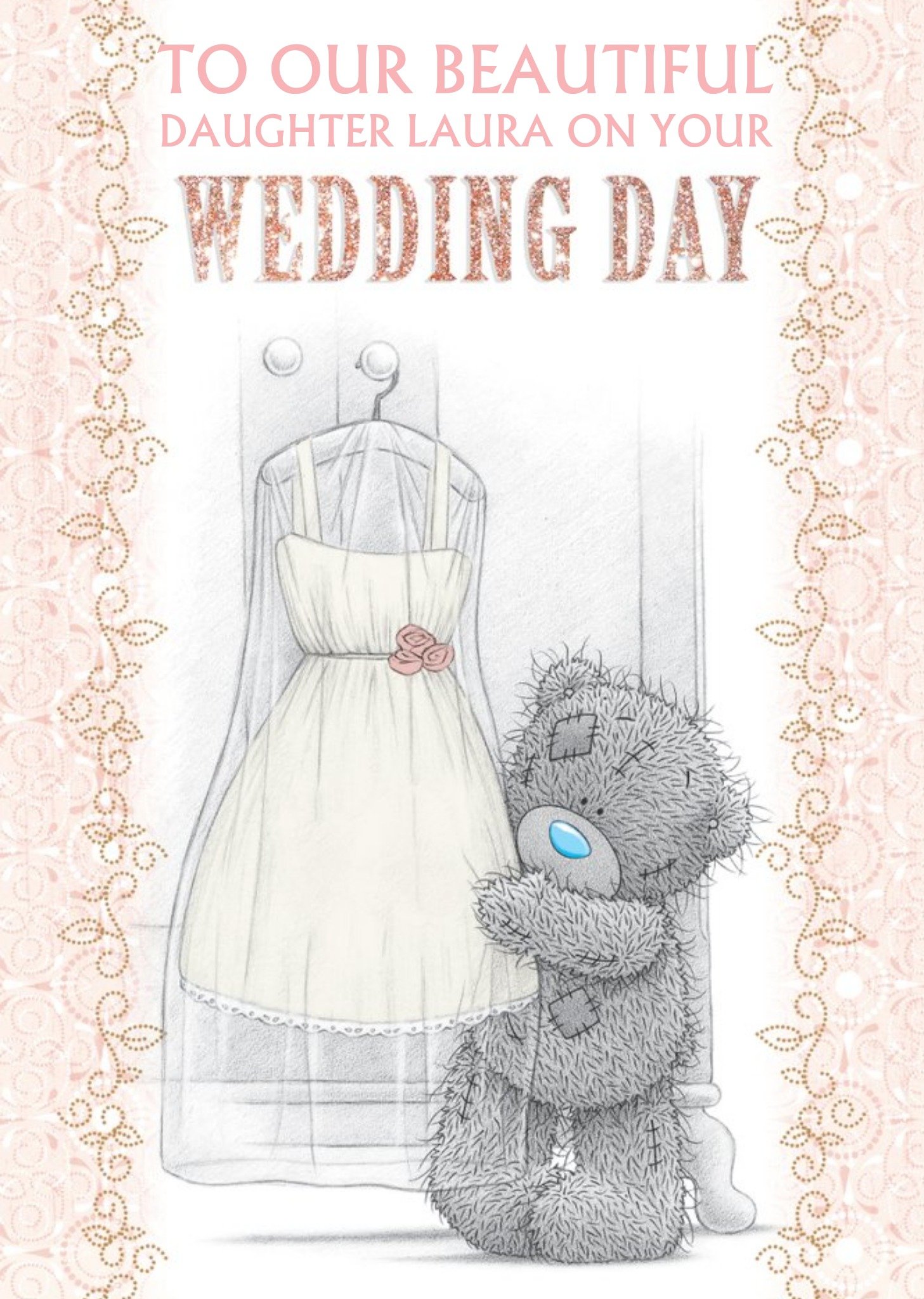 Me To You Tatty Teddy Wedding Dress Personalised Wedding Day Card For Our Daughter