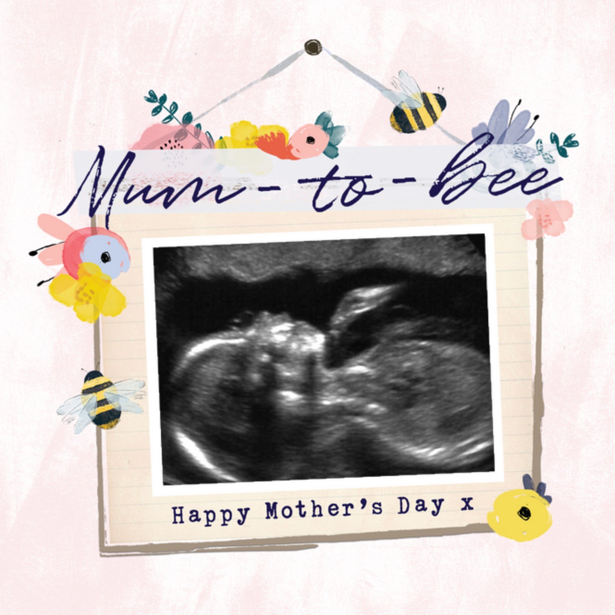 Mum To Be Happy Mothers Day Photo Upload Bees Knees Floral Design Mothers Day Card, Square