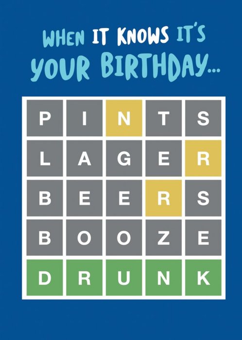 When You Know It's Your Birthday Word Game Card