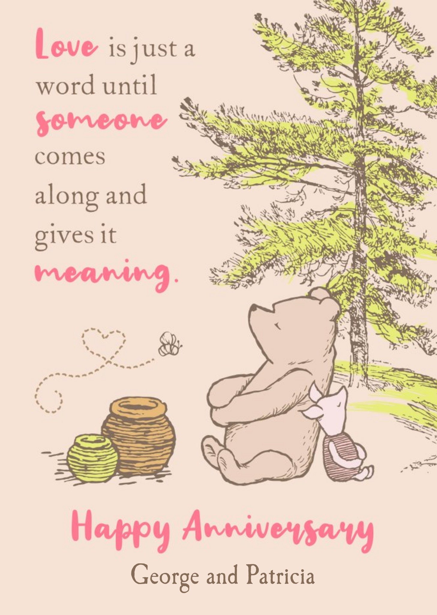 Disney Winnie The Pooh Love Is Just A Word Anniversary Card