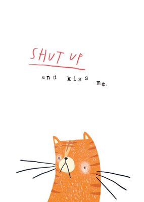 Animal valentine's day card - kiss me - cat - quick card