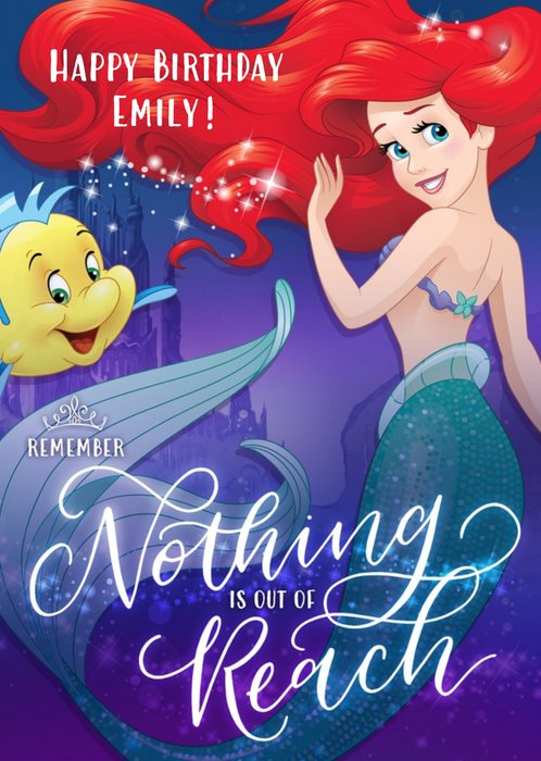 Disney The Little Mermaid Ariel And Flounder Personalised Birthday Card