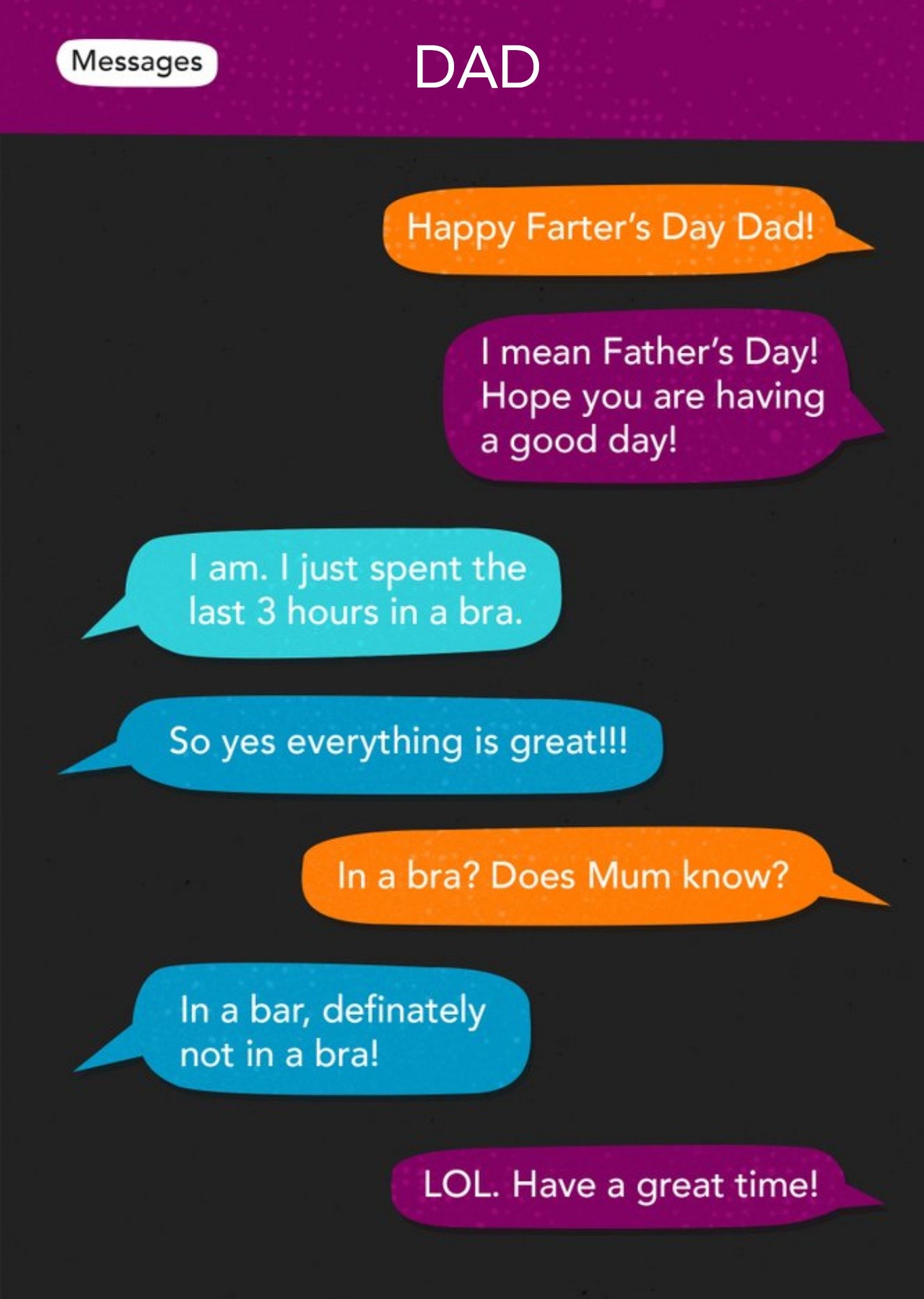 Text Message Funny Father's Day Card Ecard