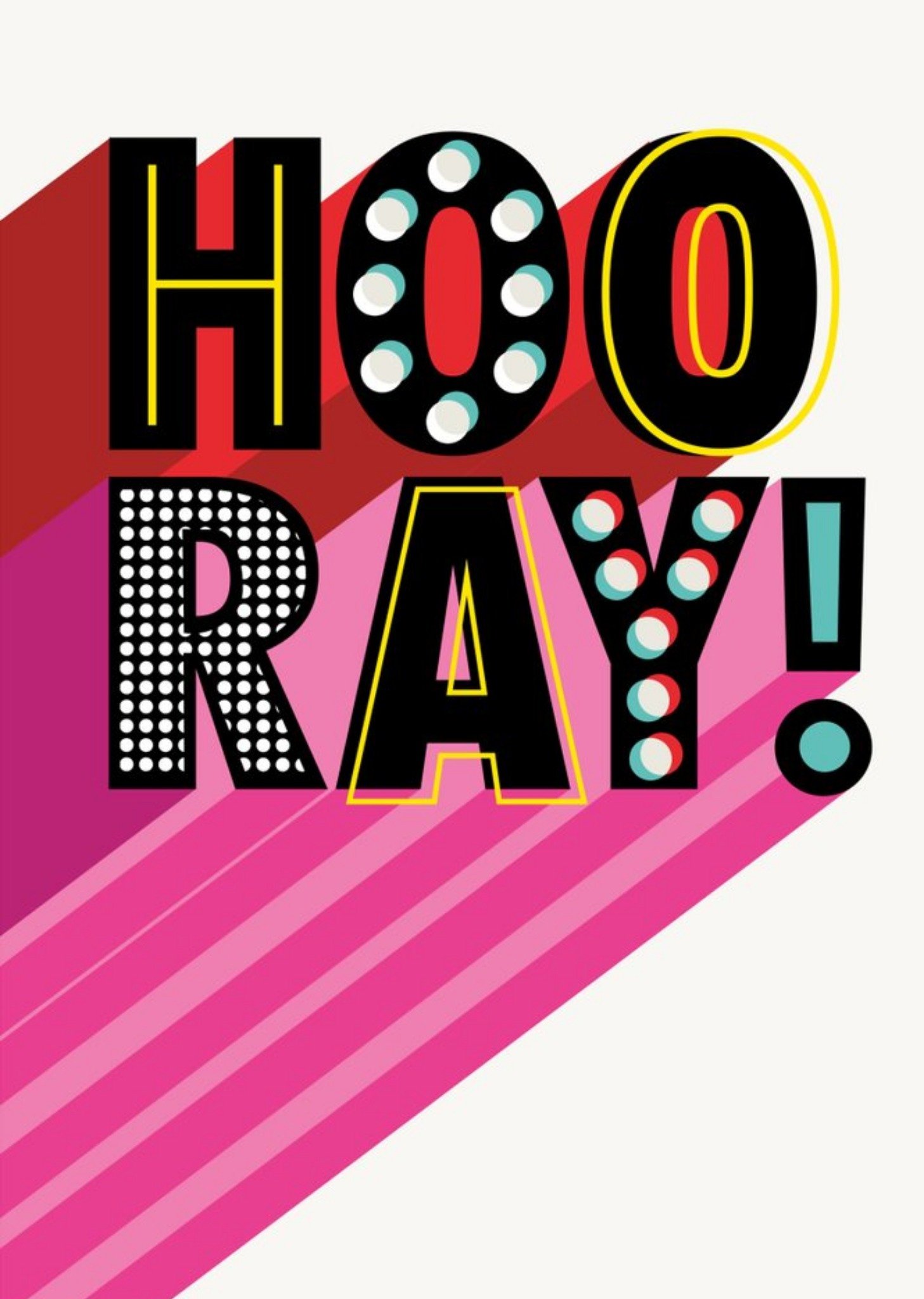 Moonpig Retro Typographic Design Hooray Card, Large