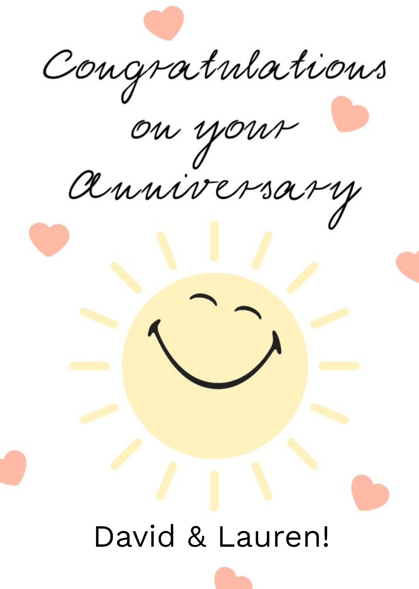 Moonpig Smiley World - Congratulations On Your Anniversary - Anniversary Card, Large