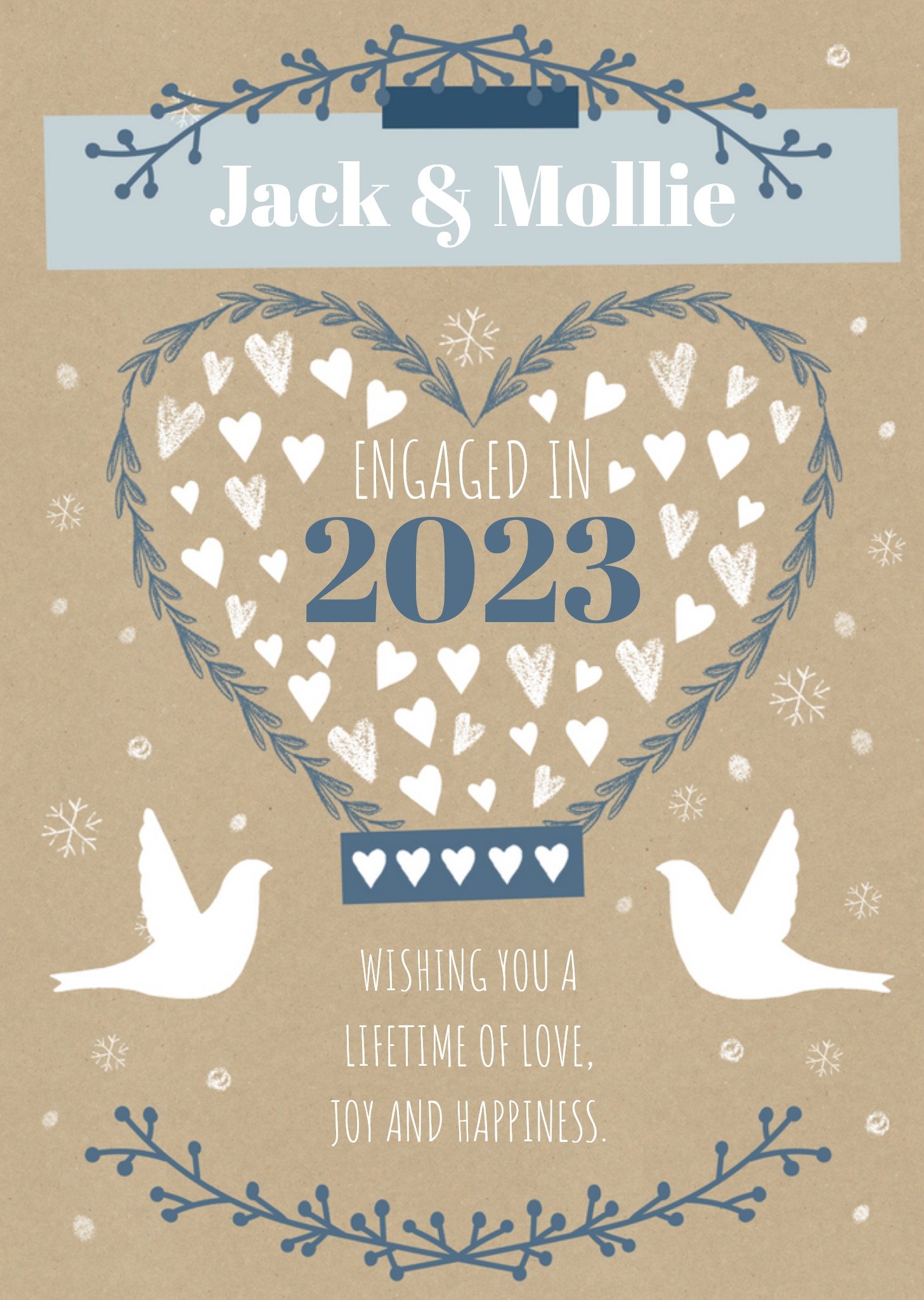 Moonpig Loving Lifetime Of Love Joy And Happiness Engagement Greetings Card, Large