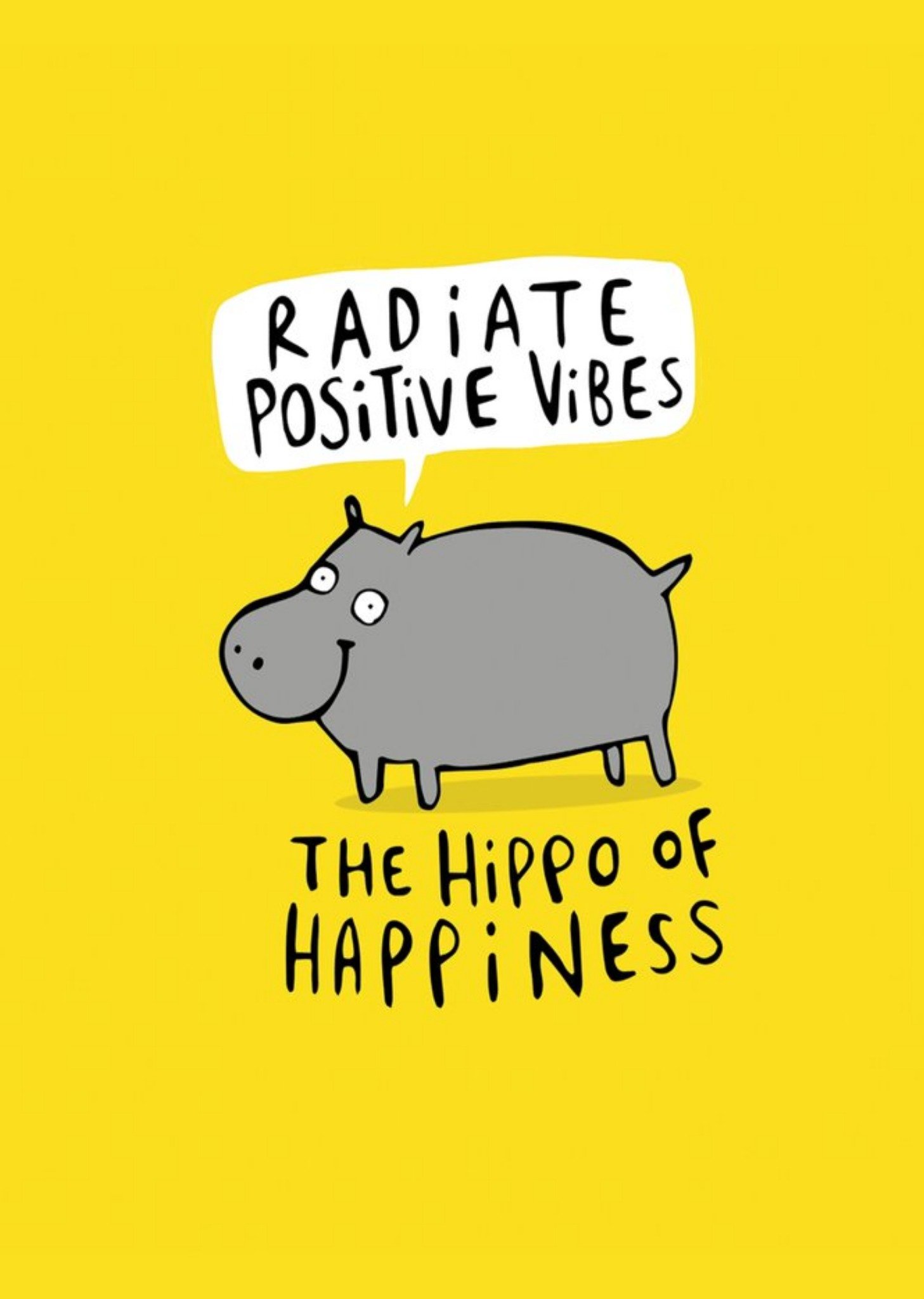 Illustrated Hippo Of Happiness Thinking Of You Card Ecard