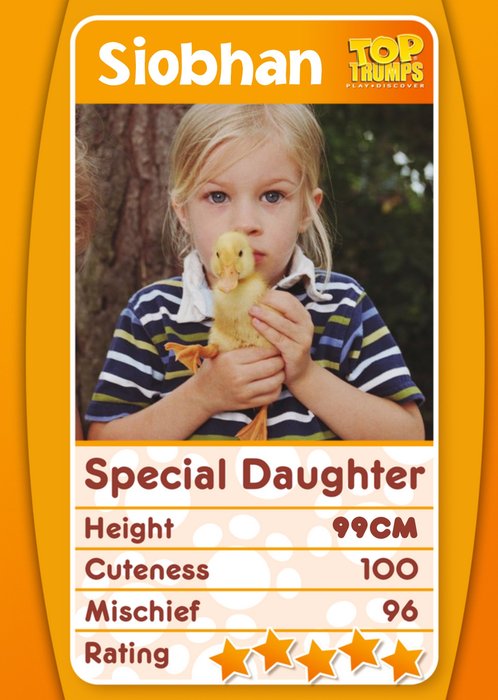 Top Trumps Special Daughter Photo Upload Birthday Card