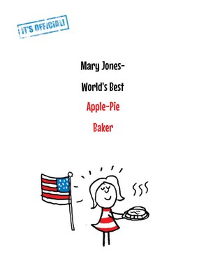 World's Best Apple Pie Baker Personalised Greeting Card