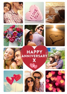 Sweet Happy Anniversary Love Heart Photo Upload Anniversary Card