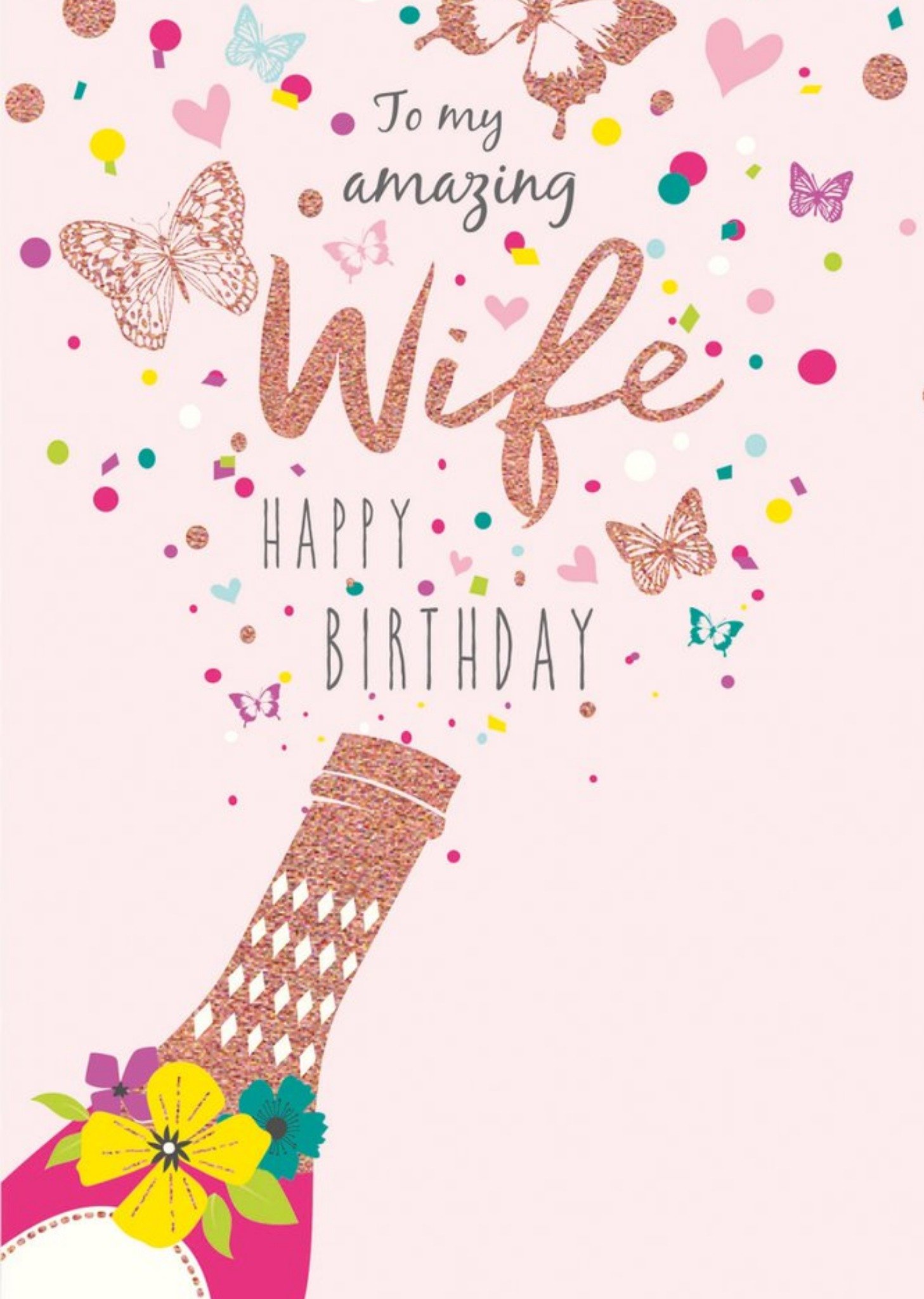 Moonpig Butterflies To My Amazing Wife Happy Birthday Card, Large