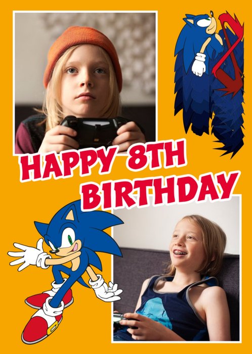 Sega Sonic Happy 8th Birthday Photo Upload Card