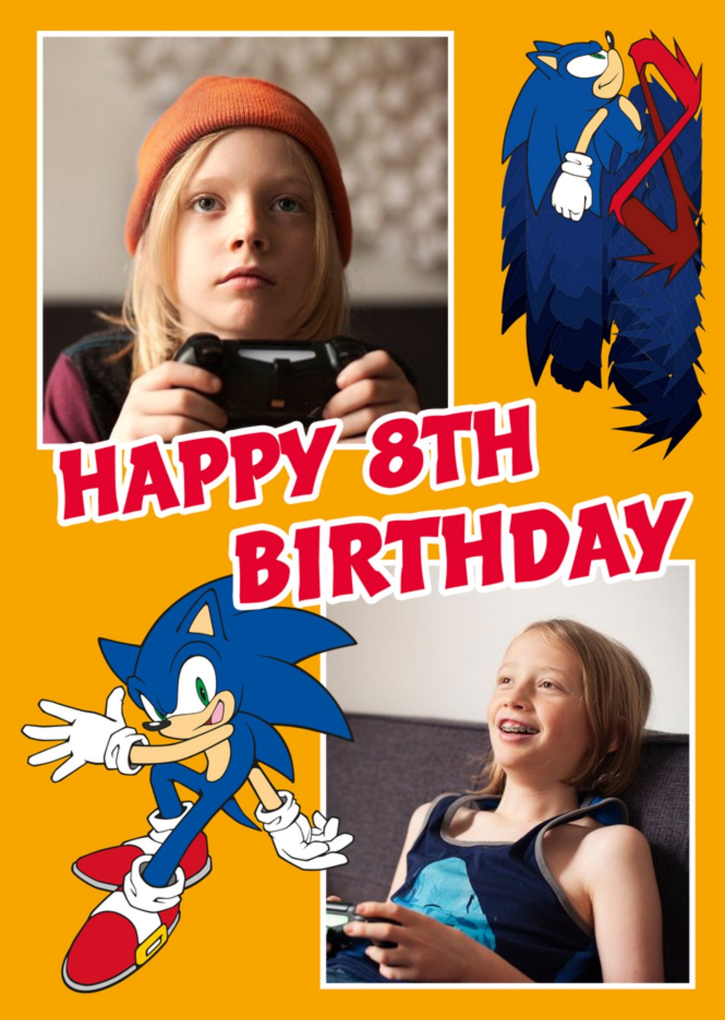 Moonpig Sega Sonic Happy 8th Birthday Photo Upload Card Ecard