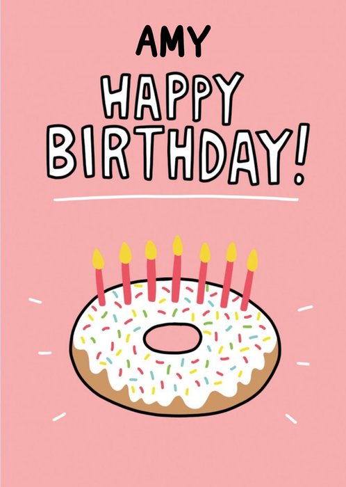 Angela Chick Doughnut Cake Birthday Card