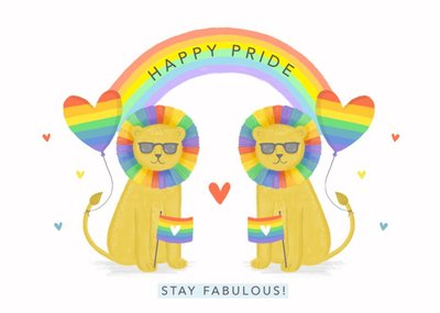 Rainbow and Lions Stay Fabulous Pride Card