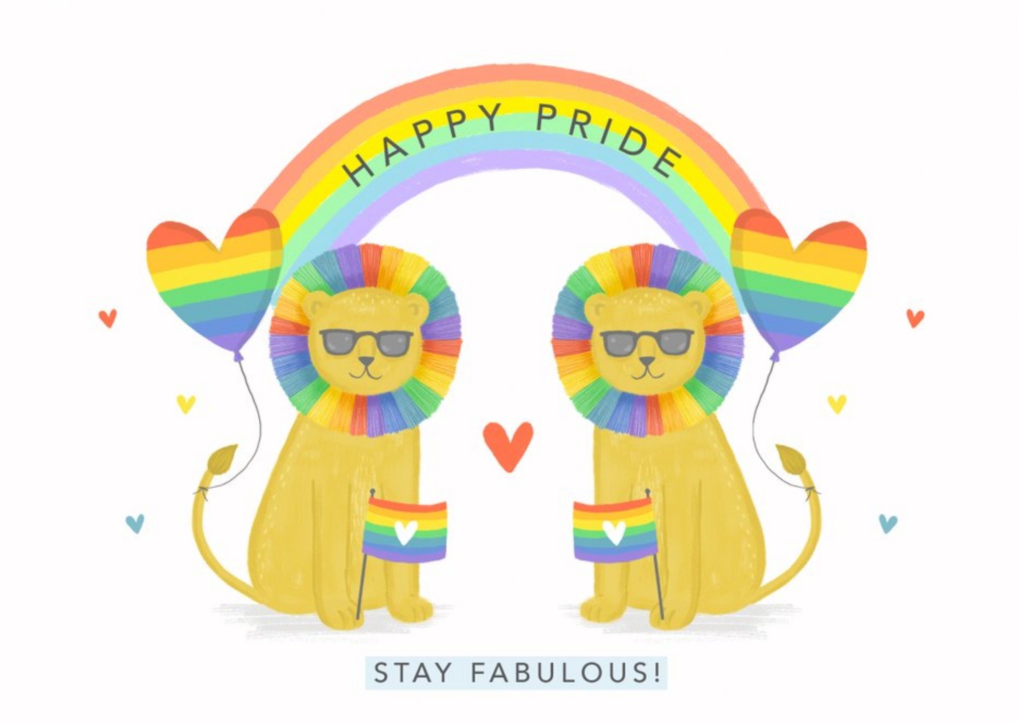 Moonpig Rainbow And Lions Stay Fabulous Pride Card, Large