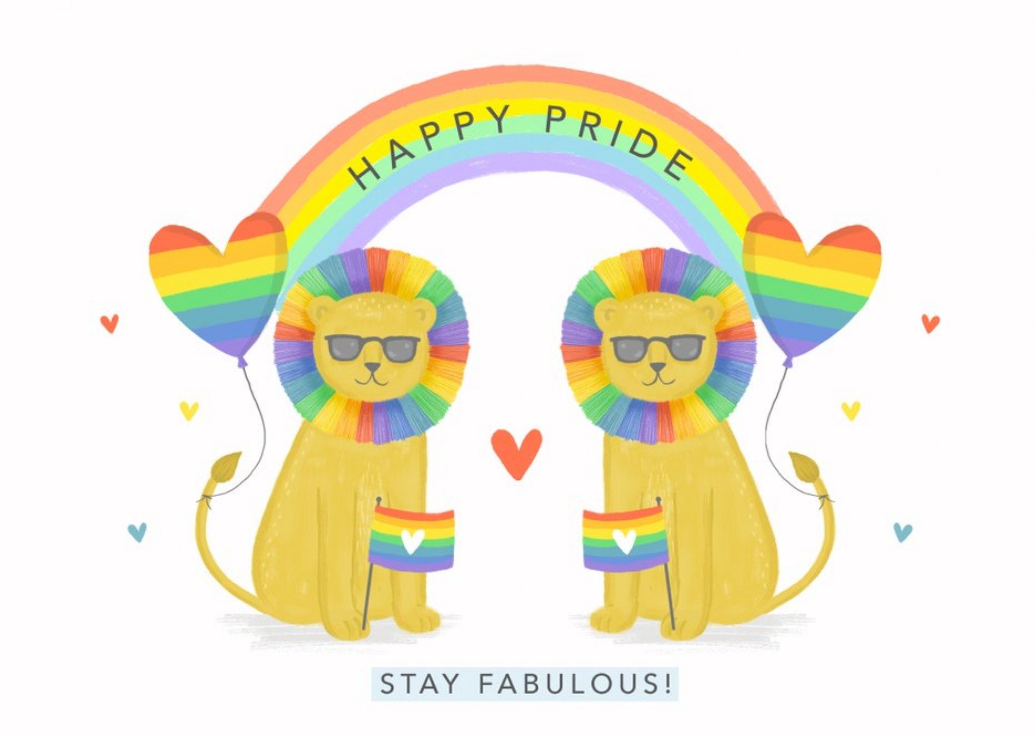 Rainbow And Lions Stay Fabulous Pride Card Ecard