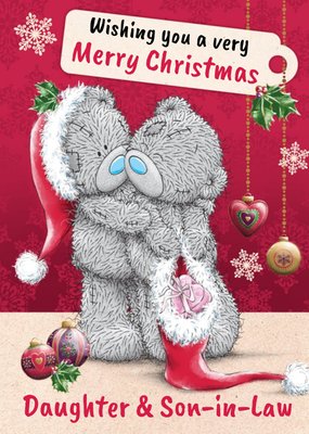 Tatty Teddy Cuddles And Stocking Personalised Merry Christmas Card For Daughter And Son-In-Law