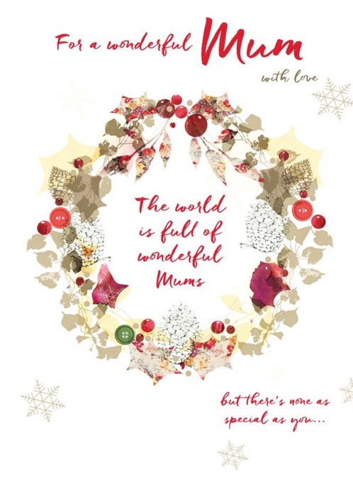 For A Wonderful Mum Christmas Wreath Card