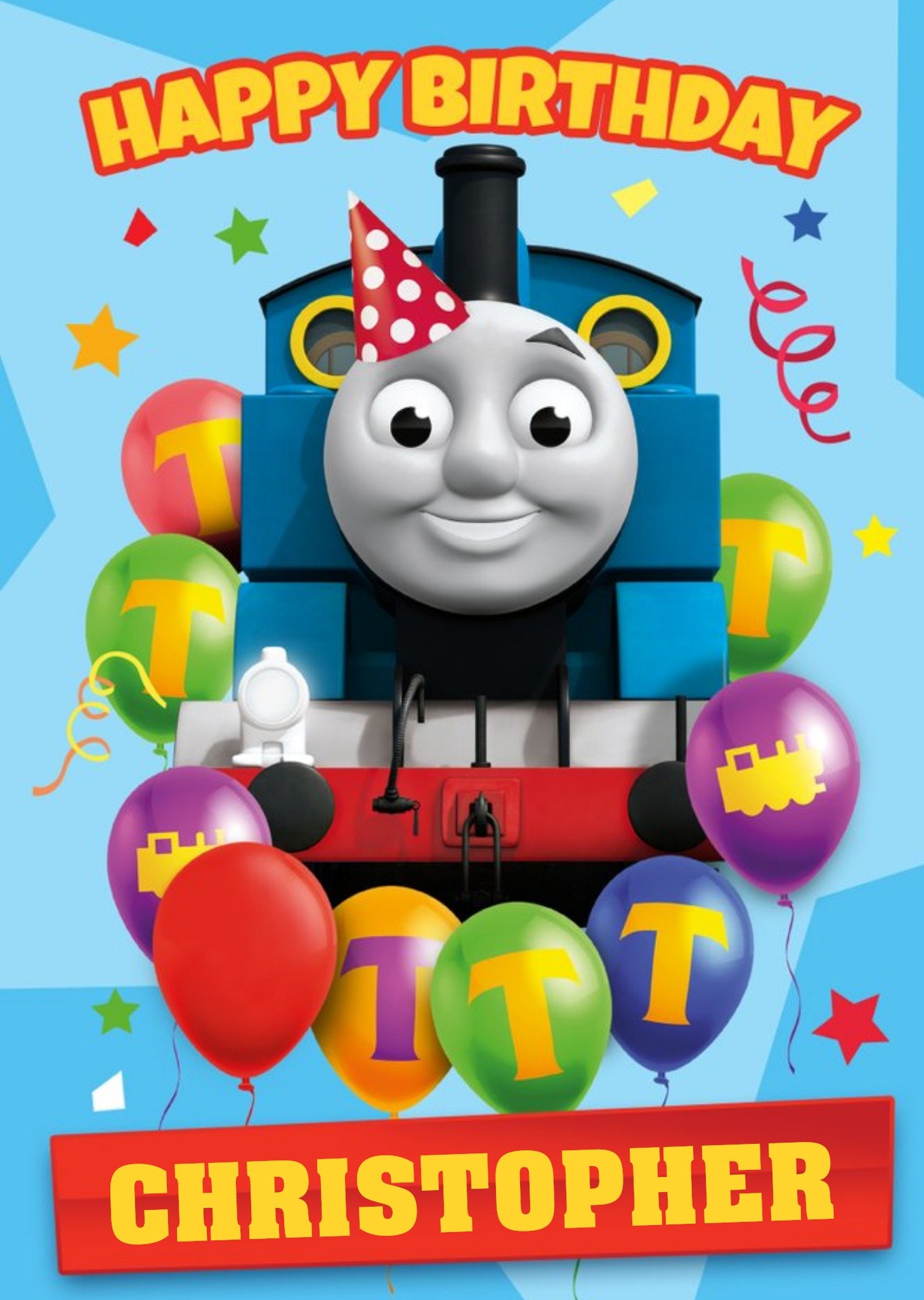 Thomas & Friends Thomas And Friends Balloons And Stars Birthday Card, Large
