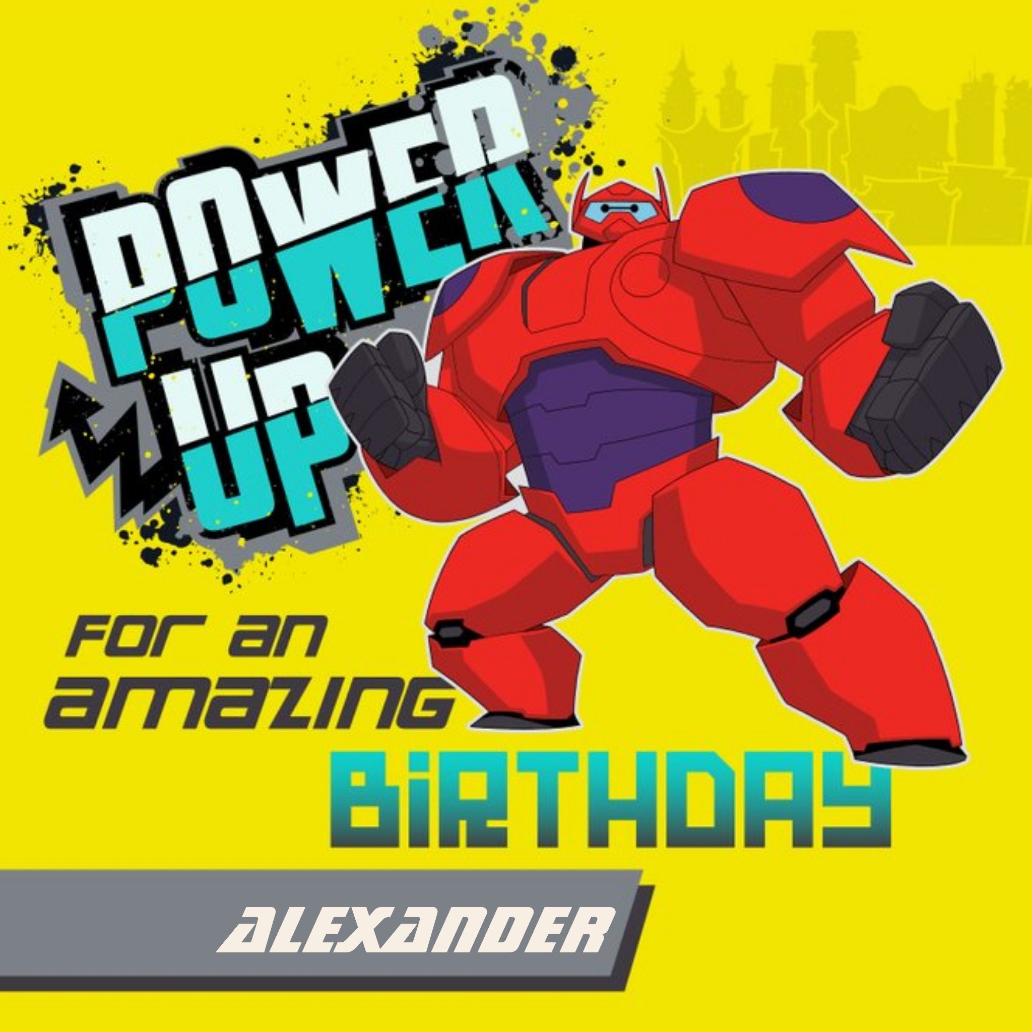 Disney Big Hero 6 Power Up For An Amazing Birthday Card, Square