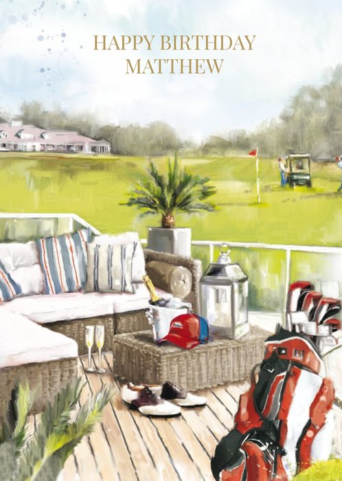 Summertime Playing Golf Personalised Birthday Card