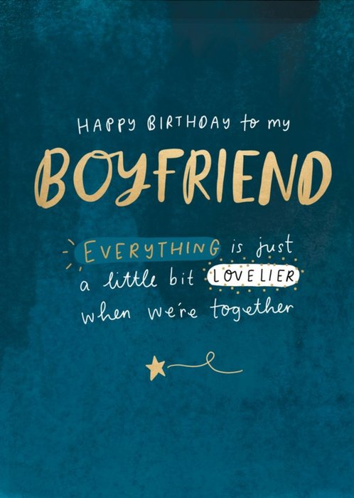 Typographic Love Together Boyfriend Star Happy Birthday Card