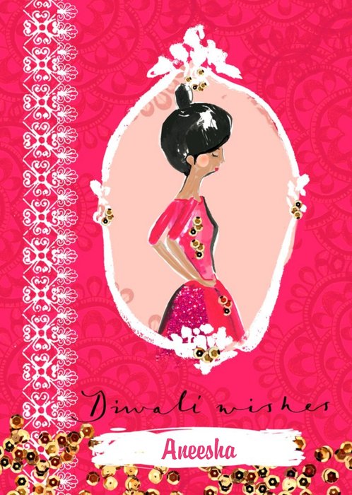 Personalised Bright Pink Happy Diwali Wishes Card