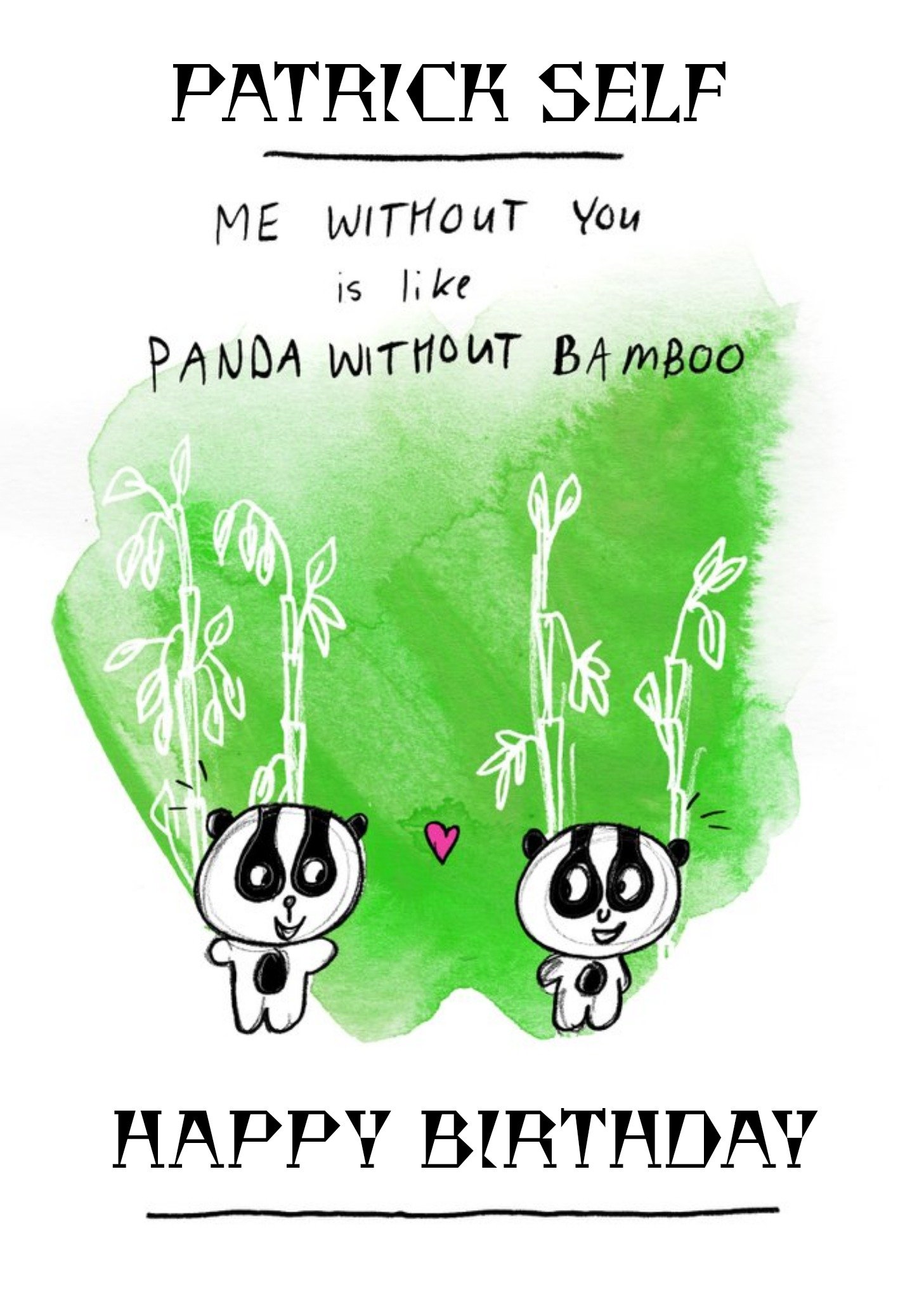Moonpig Personalised Me Without You Is Like A Panda Without Bamboo Birthday Card, Large