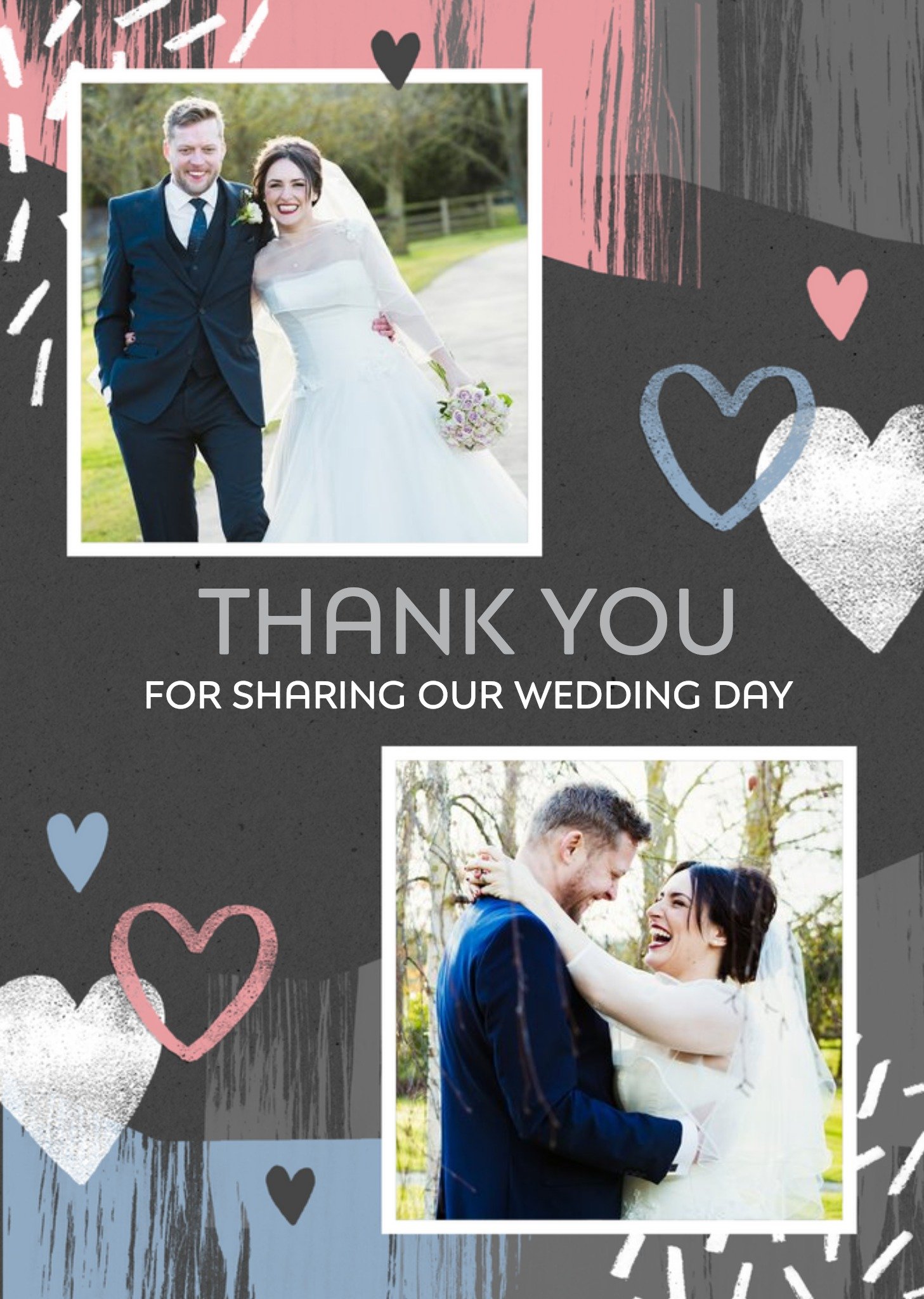 Thank You Wedding Two Photo Upload Card Ecard