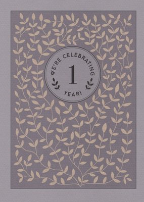 Grey Flowers 1St Anniversary Party Invitation