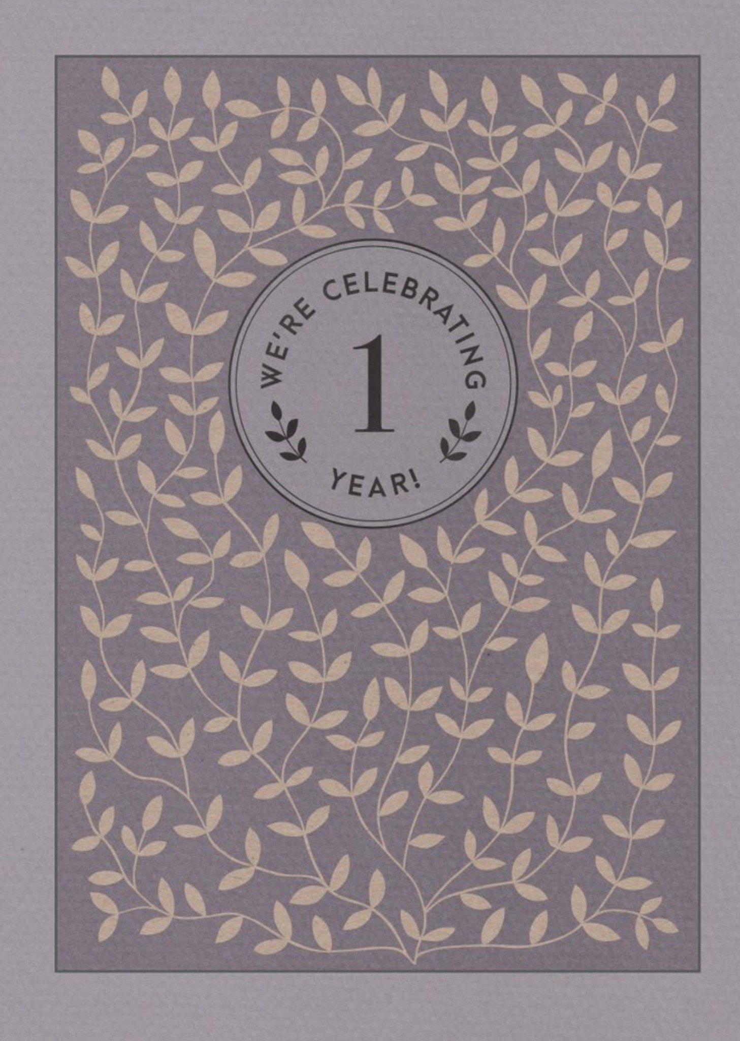 Moonpig Grey Flowers 1st Anniversary Party Invitation, standard Card