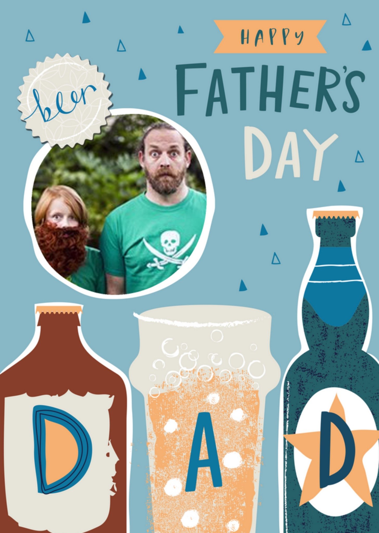 Dotty Black Illustration Beer Funny Father's Day Step Dad Australia Card Ecard